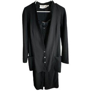 Jaeger Black Skirt 2-piece Suit maxi skirt button closure front jacket & skirt